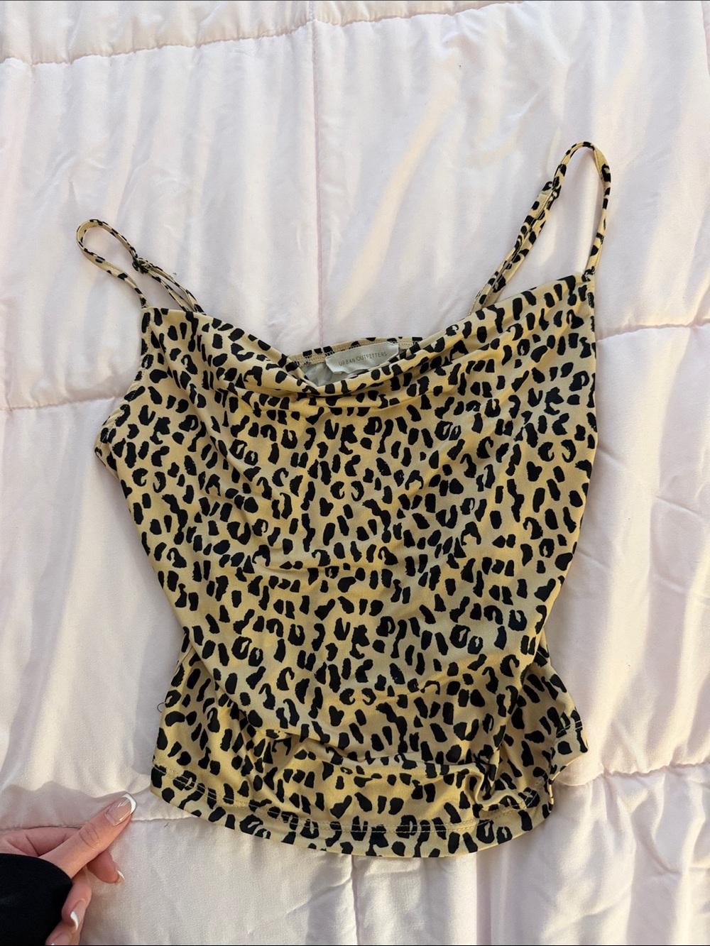 Urban Outfitters Leopard Print Cowl Neck Cami - Tan/Black